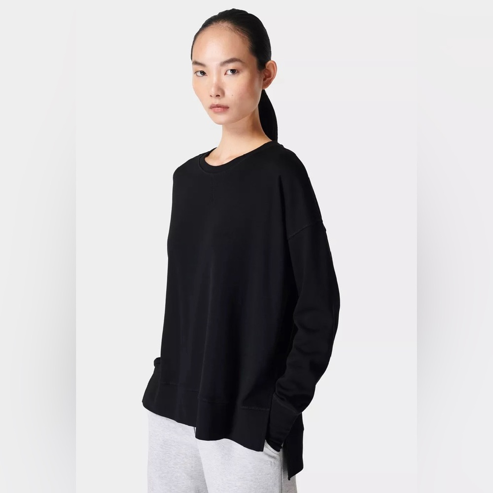 NWOT Sweaty Betty After Class Sweatshirt Organic Cotton Black Size L